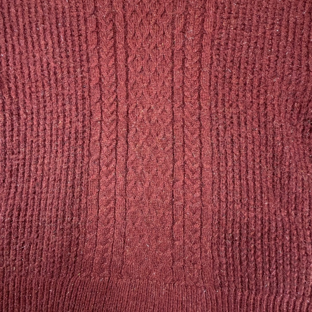 Lauren Conrad Cable Knit Sparkle Sweater Burgundy Size Medium - Picture 3 of 8